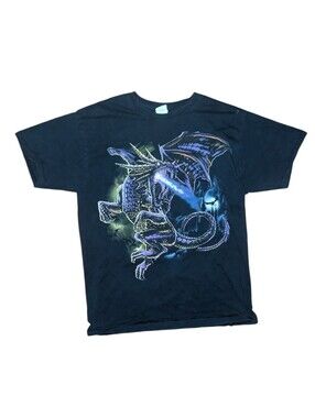 Vintage Y2K jerzees dragon monster slayer mountain T-shirt castle spooky size la